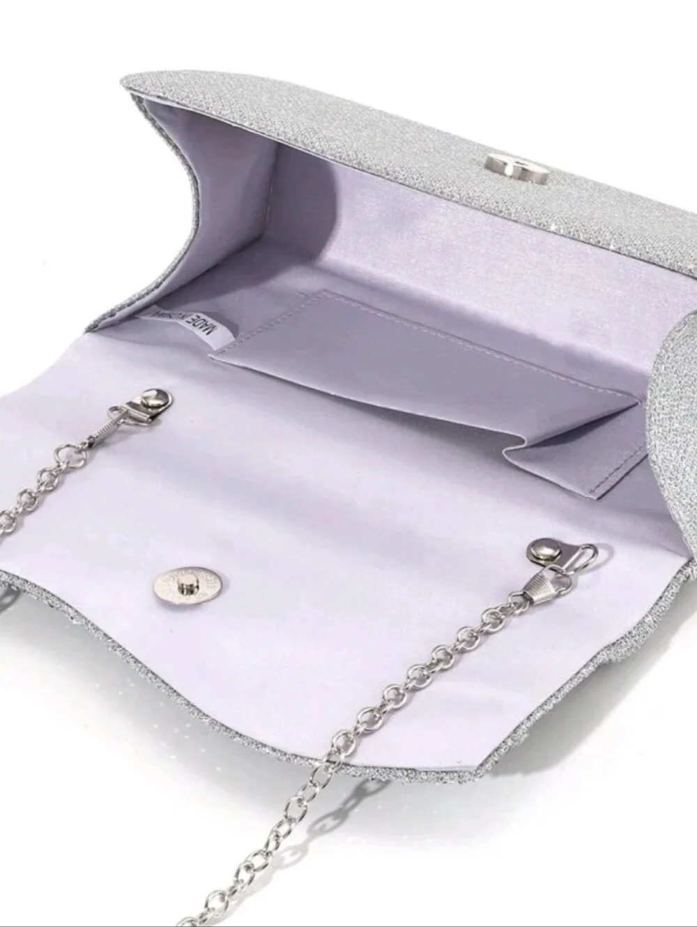 Silver Rhinestone Evening Clutch with Chain